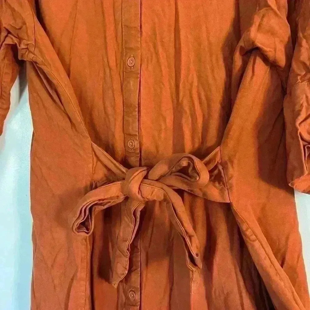 Monki Belted shirt dress - Reclaimed rust size L basic office oversized orange - Picture 9 of 10